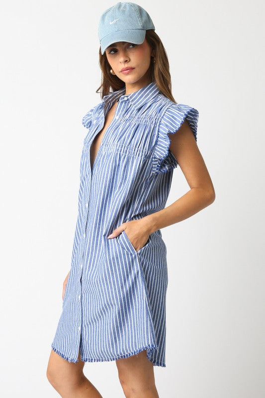 The Honor Stripe Dress- Blue