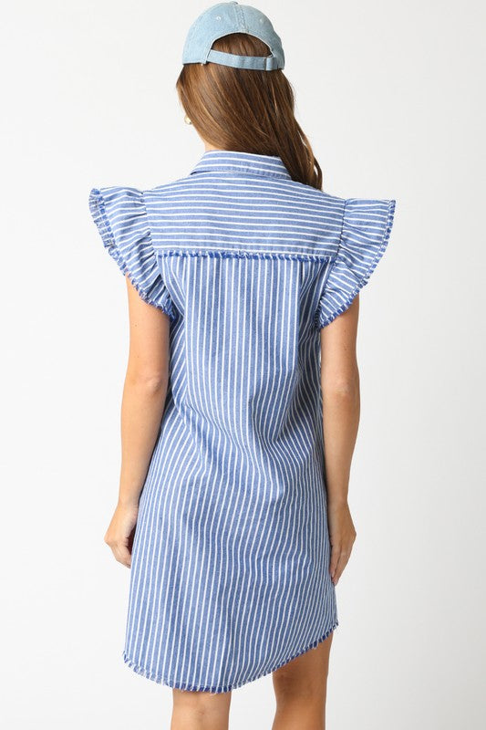 The Honor Stripe Dress- Blue