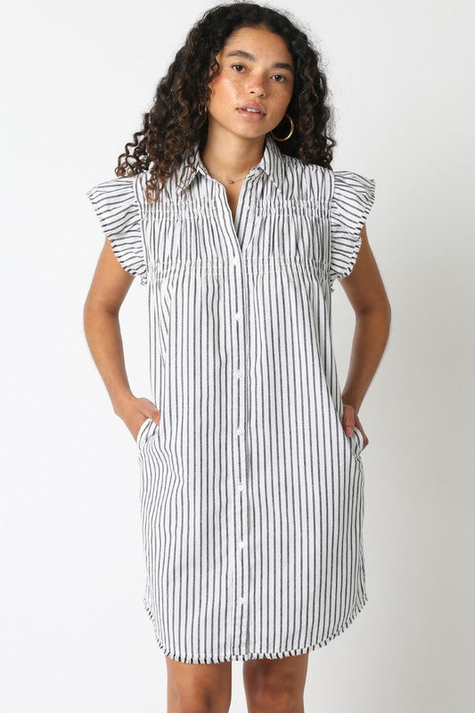 The Honor Stripe Dress-Black