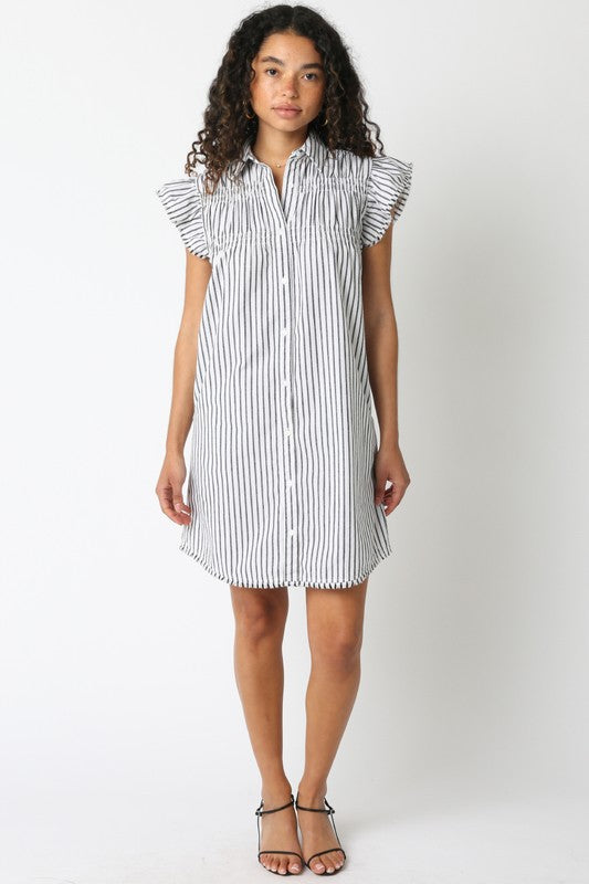 The Honor Stripe Dress-Black