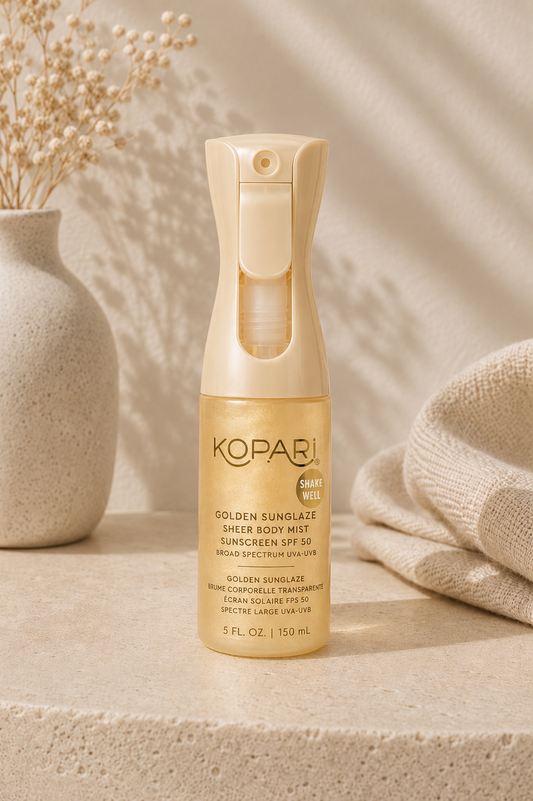 Kopari Golden Sunglaze Sheer Body Mist Sunscreen SPF 50, Infused with Shimmering Body Oil