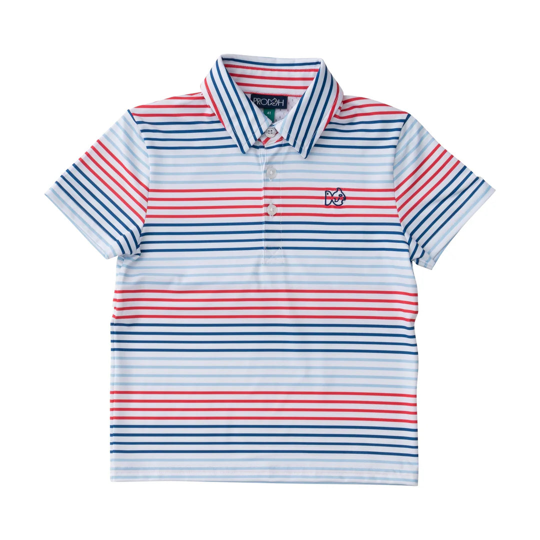 Pro Proformance Polo America Red, White and Blue Stripe