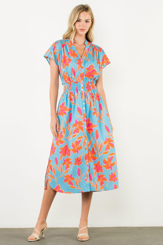 Turquoise floral maxi dress