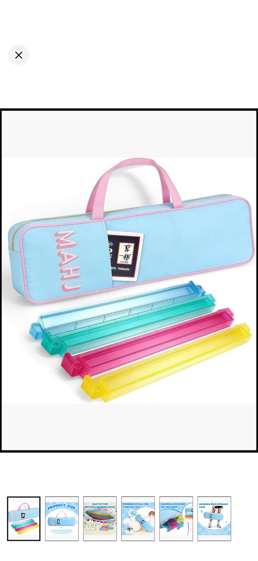 Mahj Rack Bag - Blue / Pink Piping