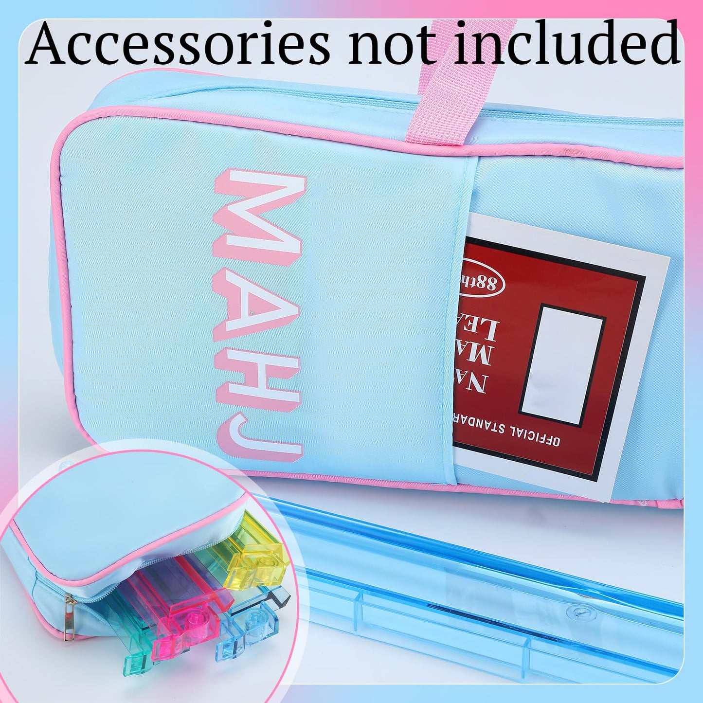 Mahj Rack Bag - Blue / Pink Piping