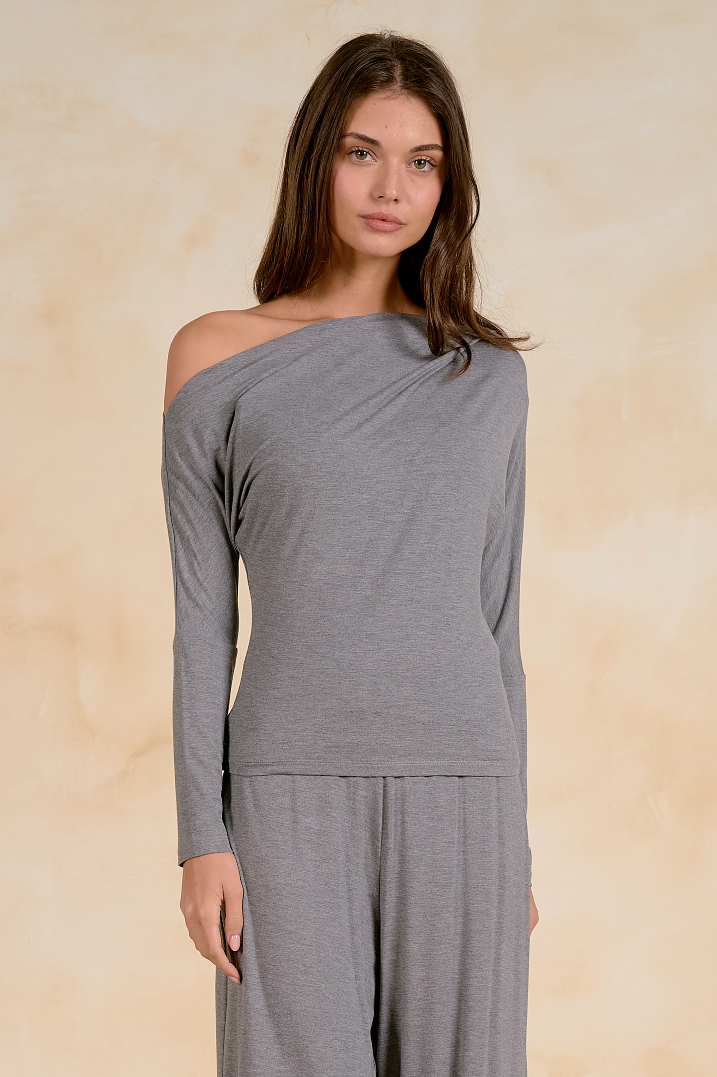 Grey Off The Shoulder Top