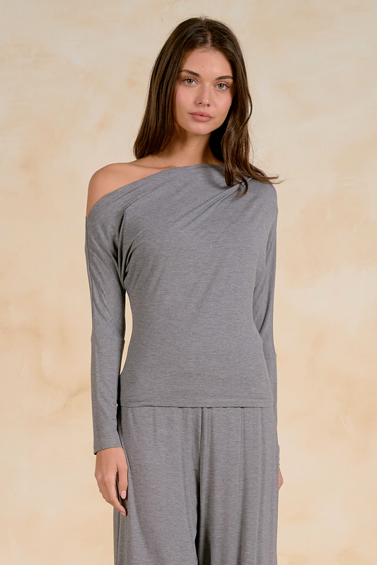 Grey Off The Shoulder Top
