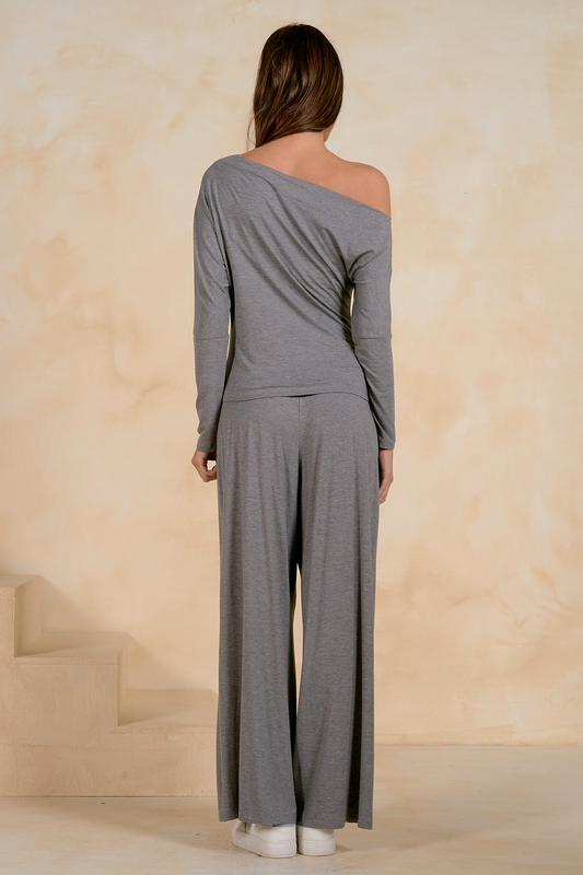 Grey Off The Shoulder Top