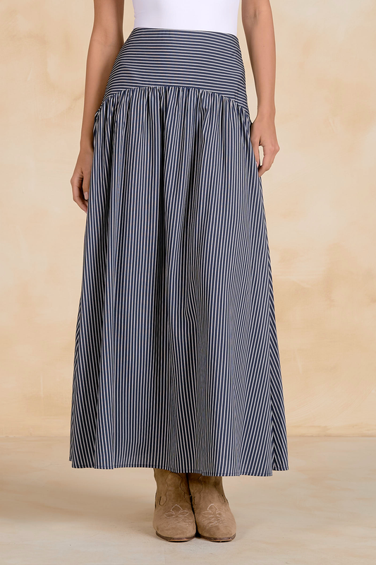 Navy Striped Maxi Skirt