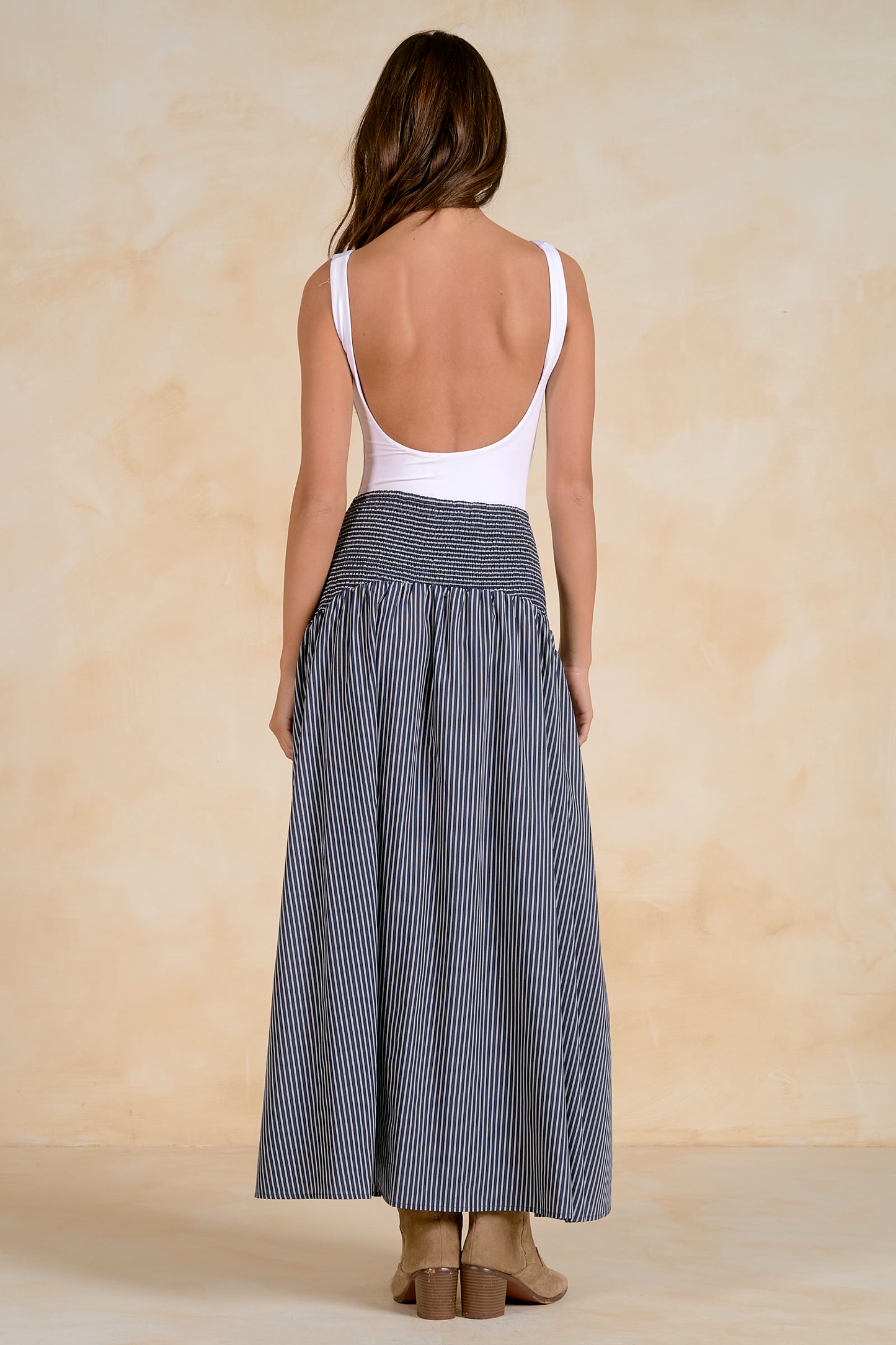 Navy Striped Maxi Skirt