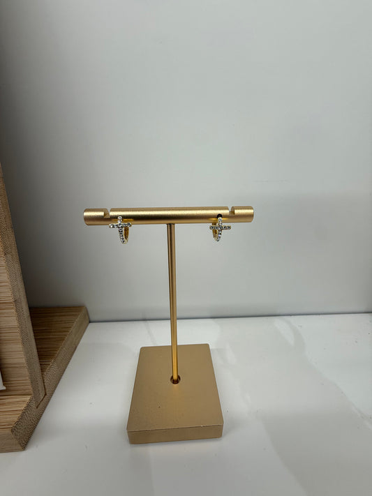 Small Hoop Cross Huggie