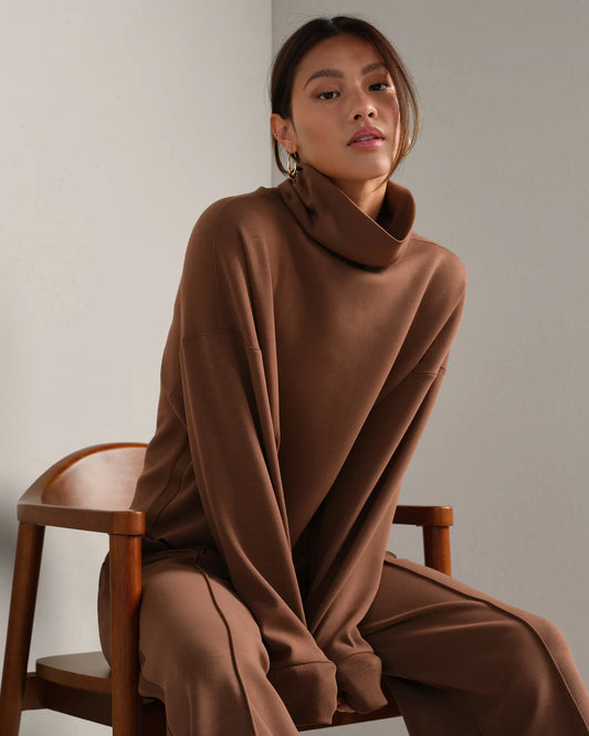 Dream Glow Mock Neck - Chestnut Brown