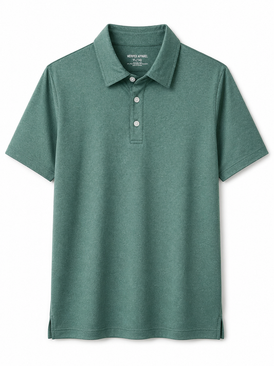 Green Heather Boys Polo