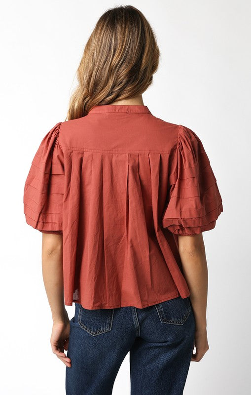 Poplin Puff Sleeve Blouse