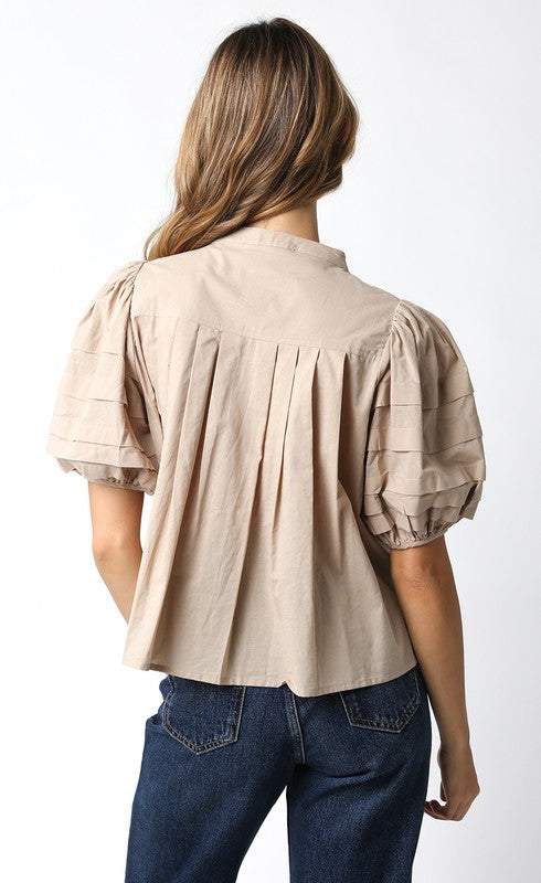 Poplin Puff Sleeve Blouse