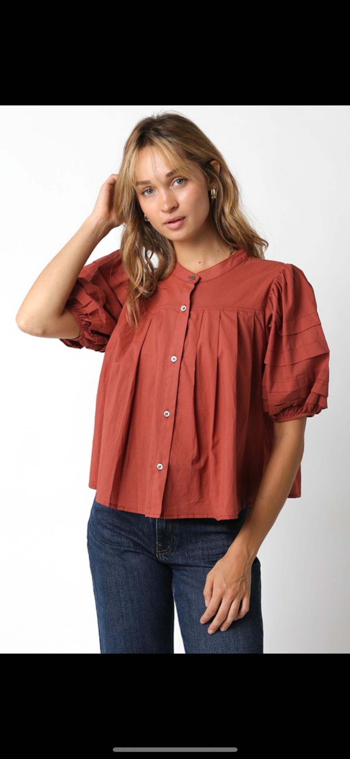 Poplin Puff Sleeve Blouse