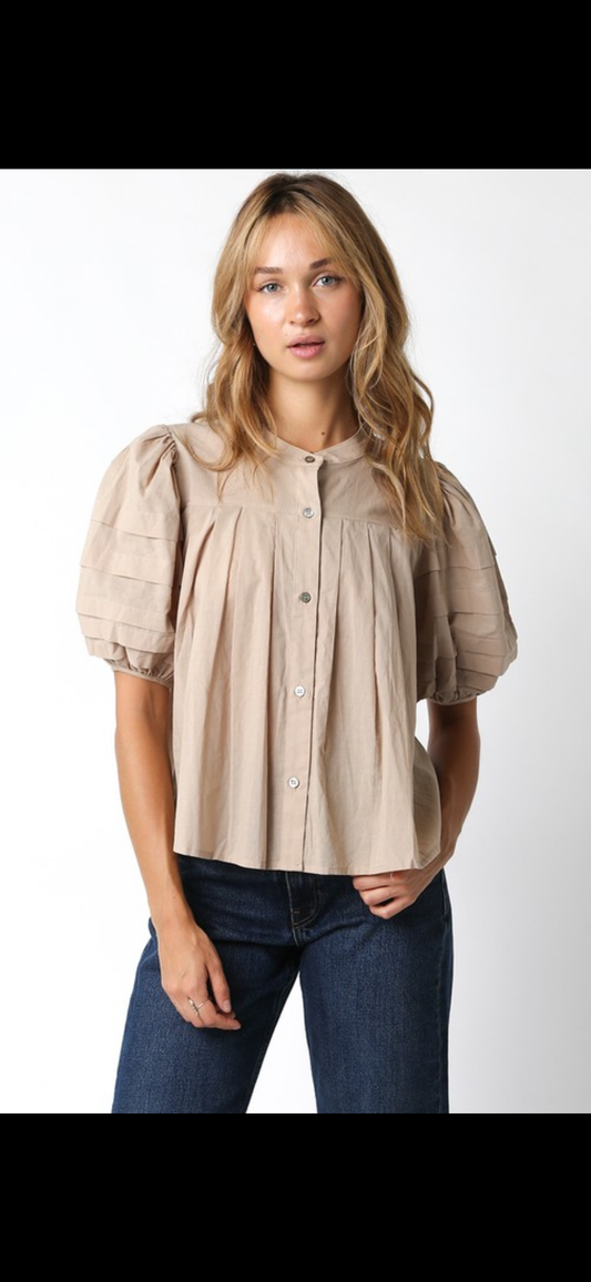 Poplin Puff Sleeve Blouse