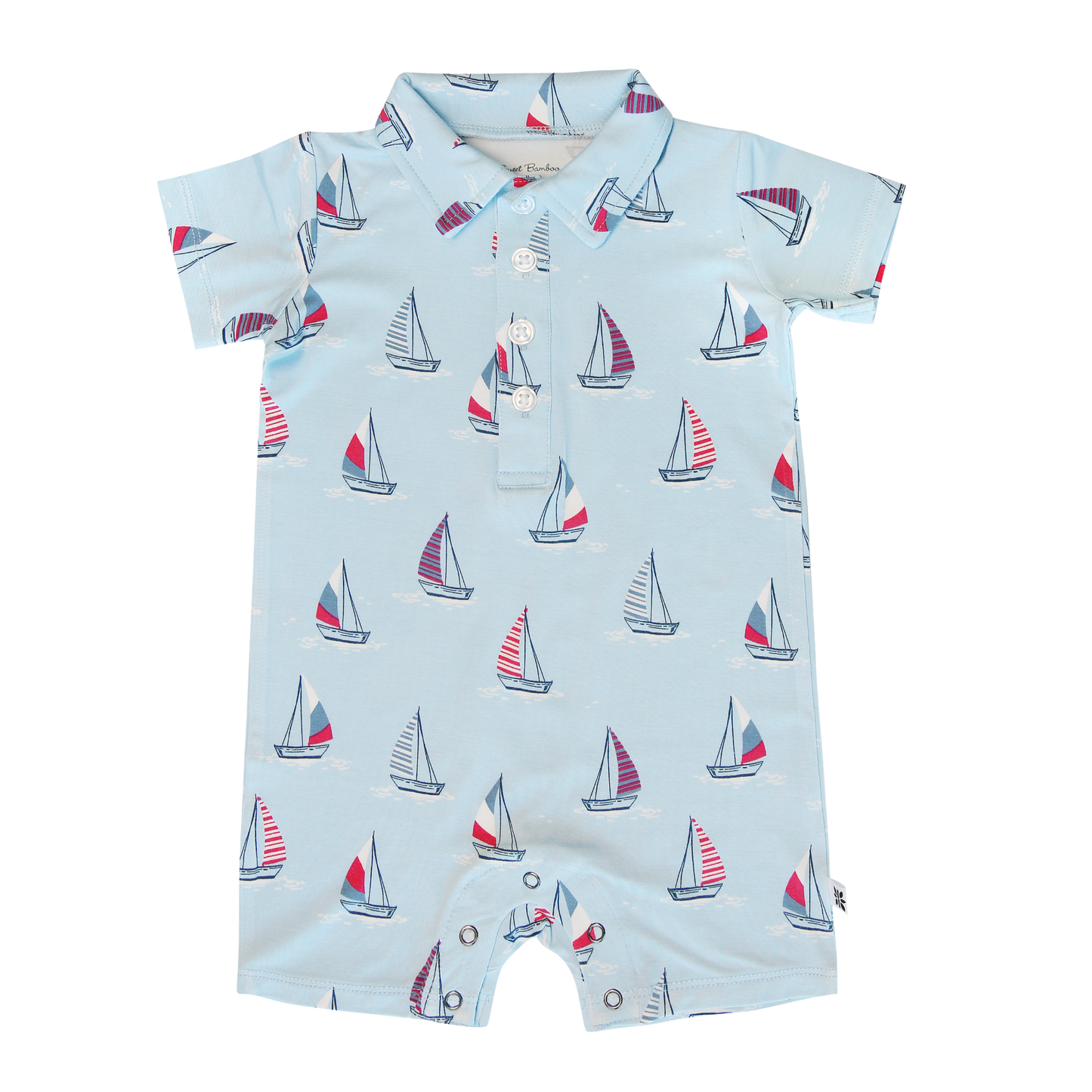 Polo Romper - Sailboats