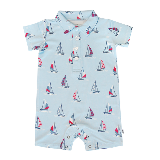 Polo Romper - Sailboats