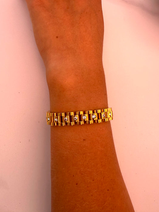 Gold CZ Link Bracelet