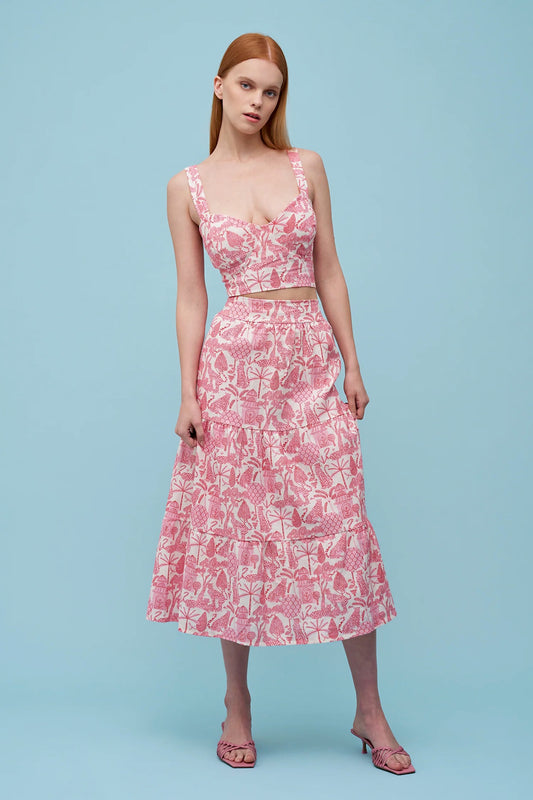 Women's Woven Sleeveless Top - Pink Toile