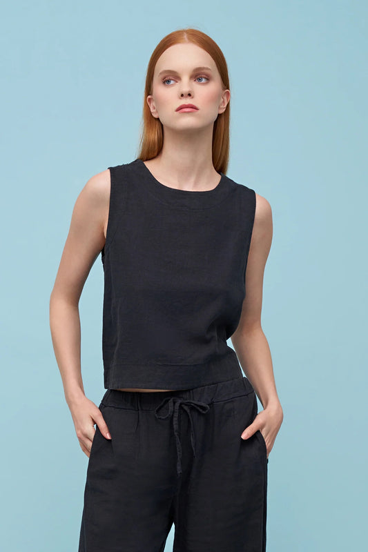 Women's Woven Sleeveless Top - Black