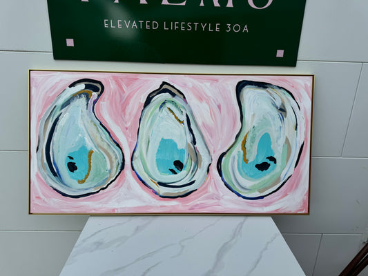 Pink Oysters with Floating Gold Frame