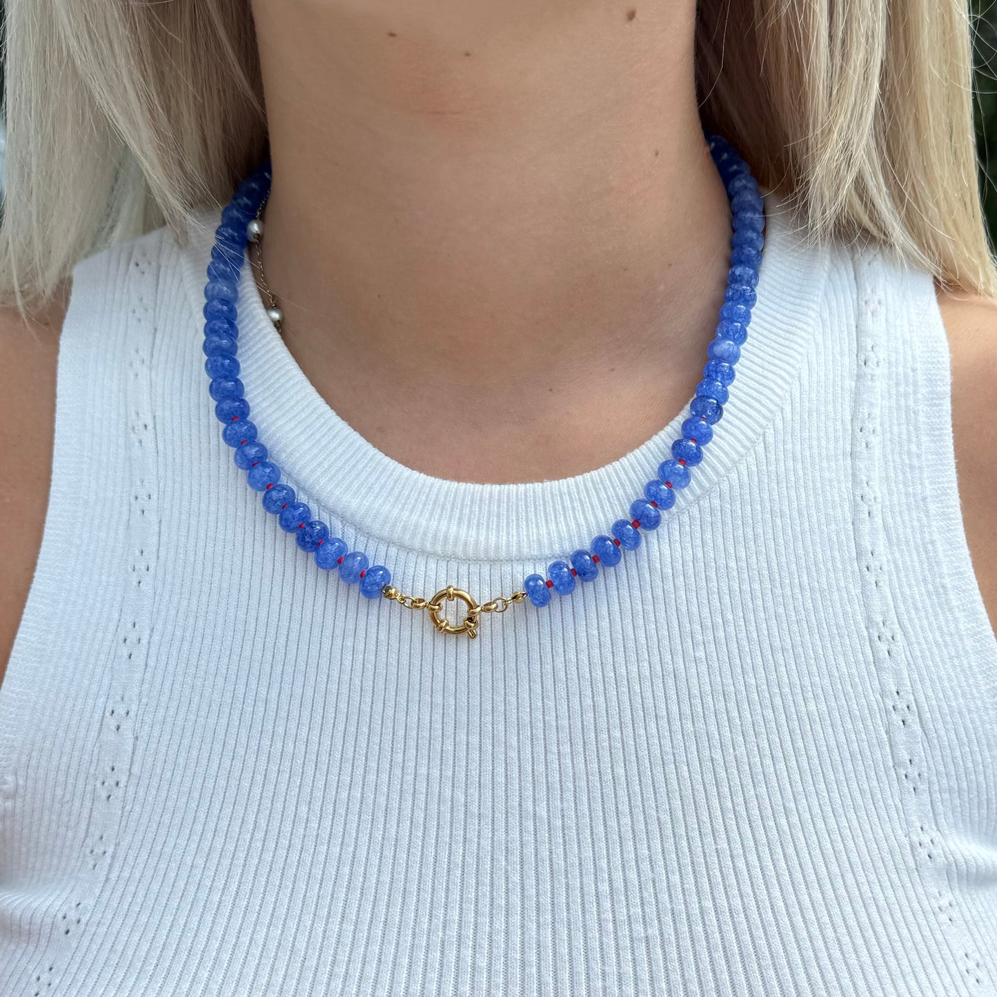 Sailor Clasp Glass Beaded Necklace