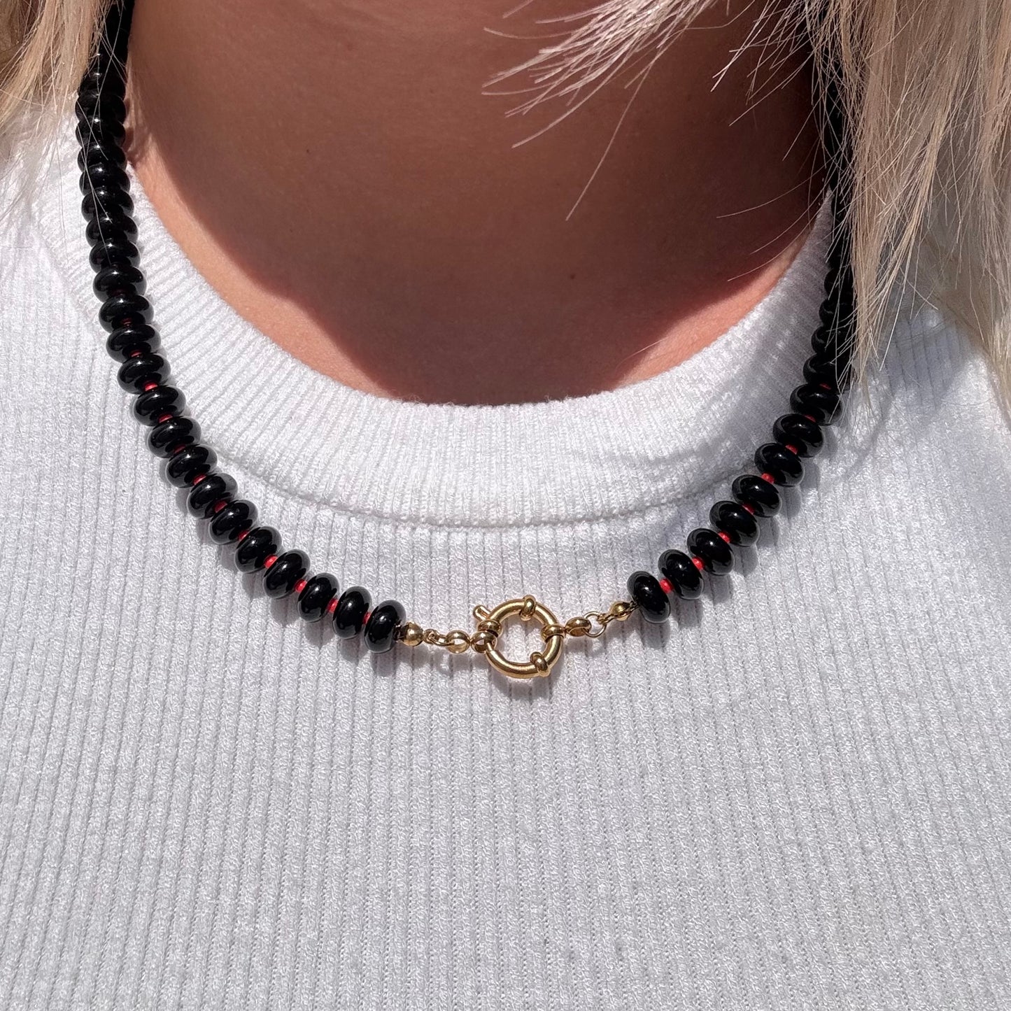 Sailor Clasp Glass Beaded Necklace