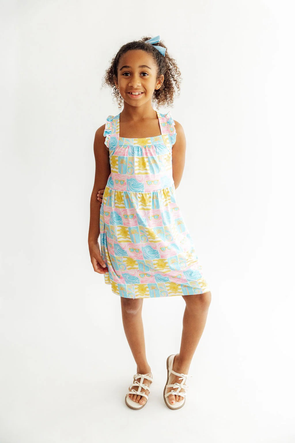 Tropical Summer Ruffle Back Dress