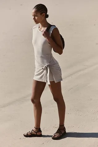 Hot Shot Sarong Romper - Heather Grey