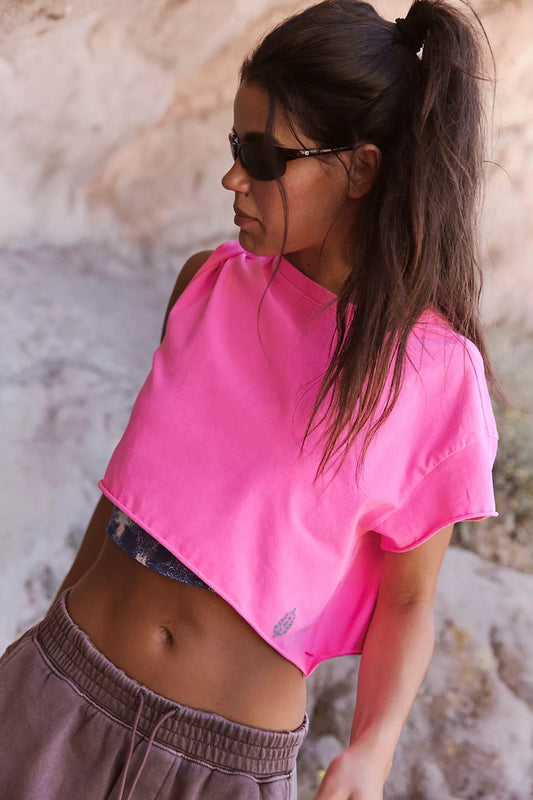 Hot Shot Cropped Tee - Hot Pink