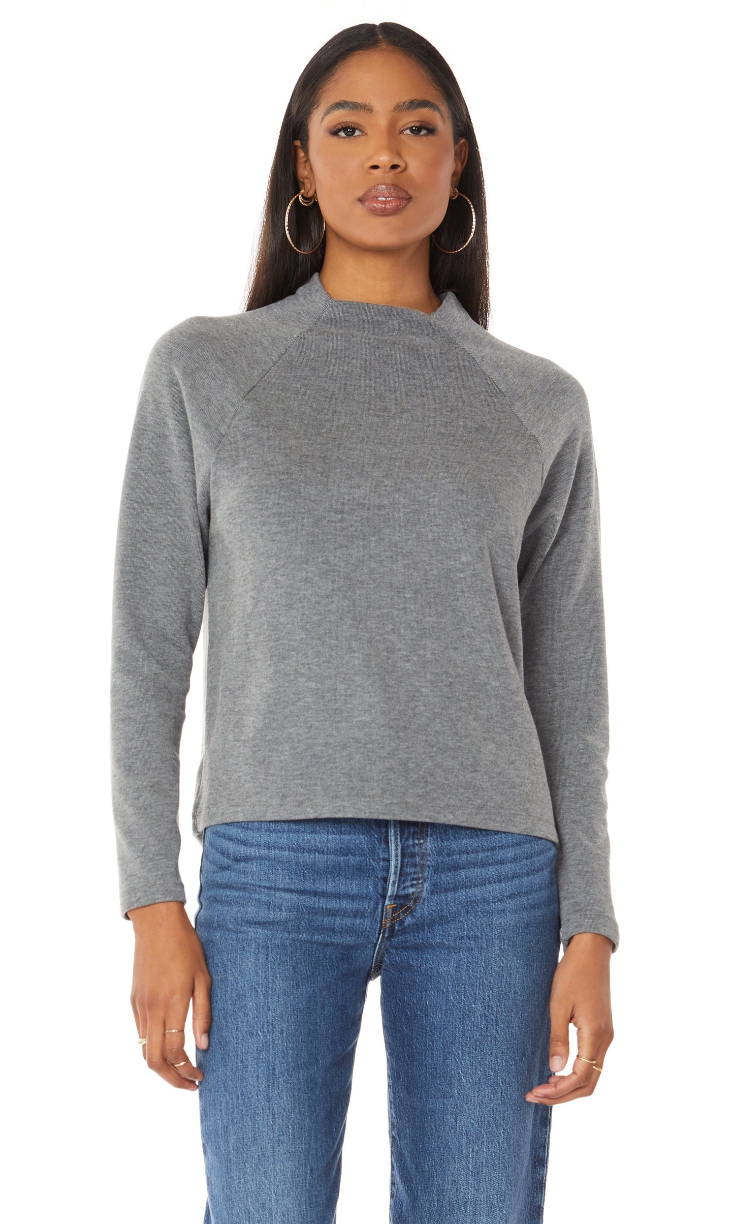 Long Sleeve Raglan Mock Neck