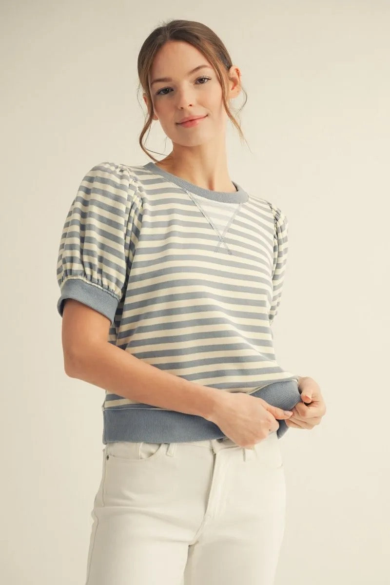 Light Denim Striped Top