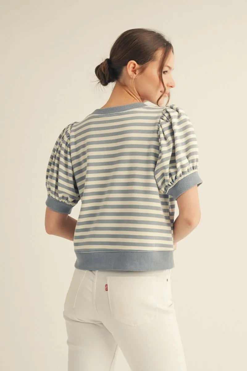 Light Denim Striped Top