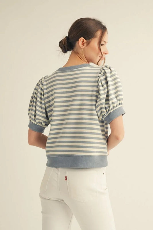 Light Denim Striped Top