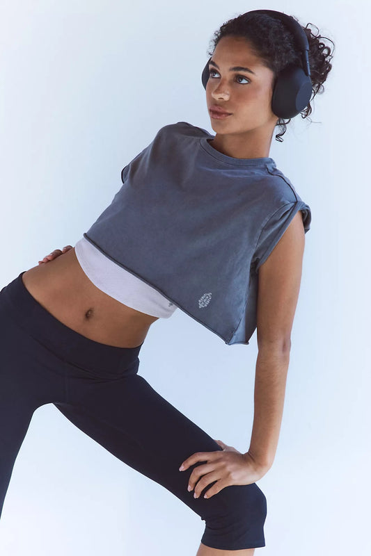 Hot Shot Cropped Tee - Vintage Black