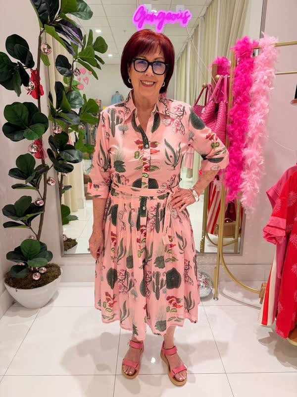 Mrs Maisel Dress - Pink Botanical Print
