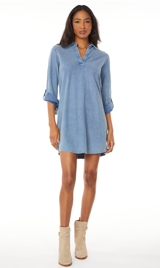 Tab Sleeve Shirt Dress - Indigo