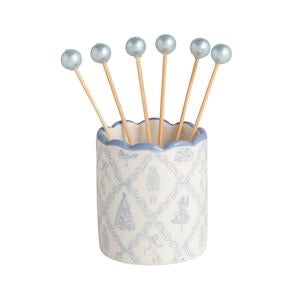 Blue Nutcracker Toothpick Caddy Set