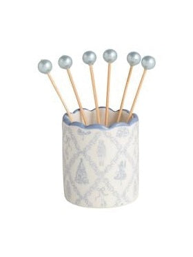 Blue Nutcracker Toothpick Caddy Set