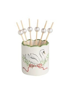 Swan Toothpick Caddy Set