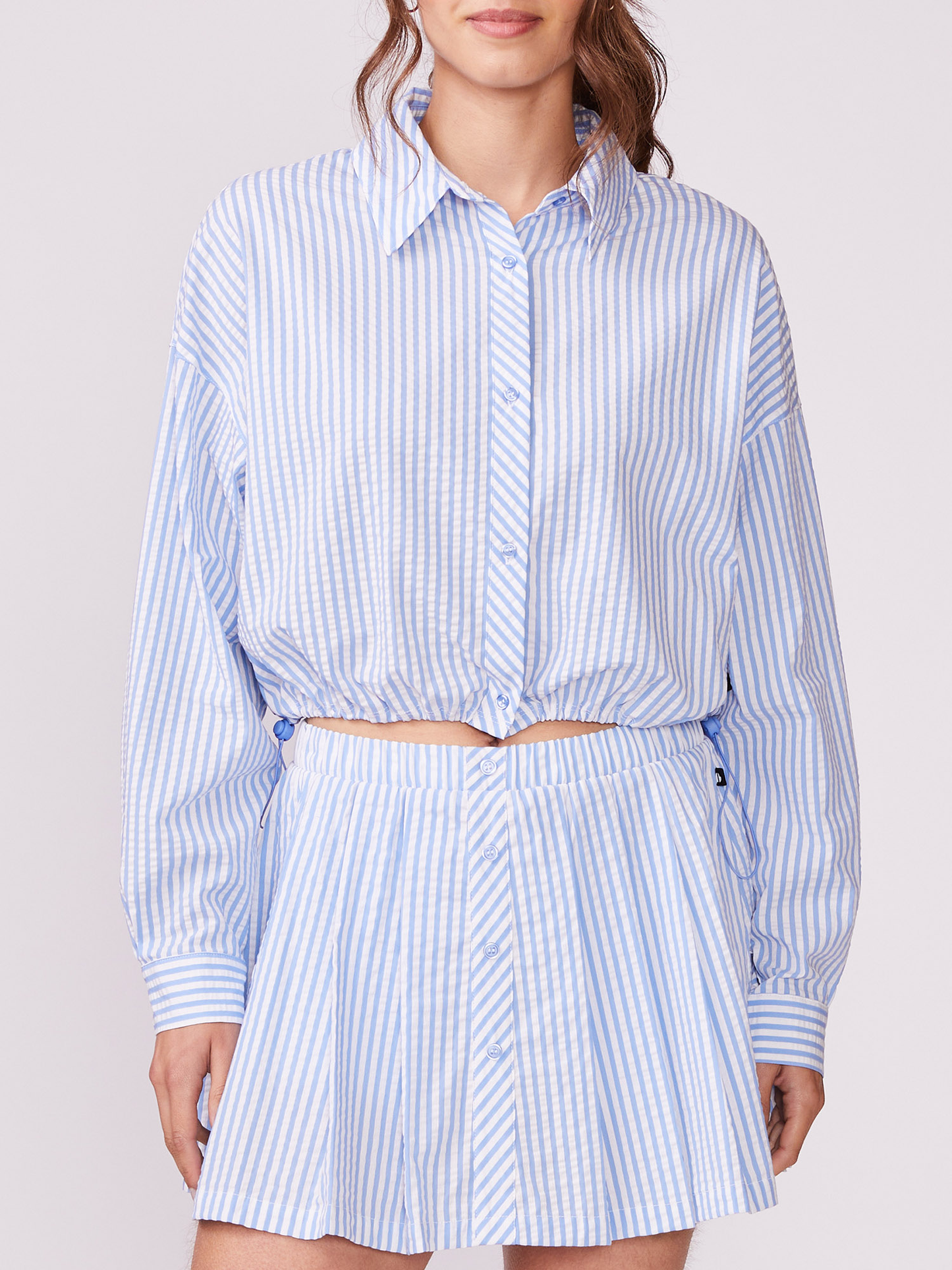 Crop Button Down - Mountain Bluebird
