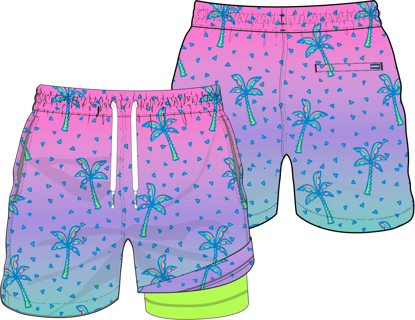 The Tropic Pops Classic Lined Swim Trunks 5.5"
