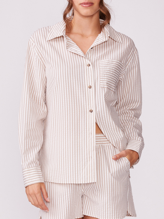 Button Down Lounge Shirt - Goat