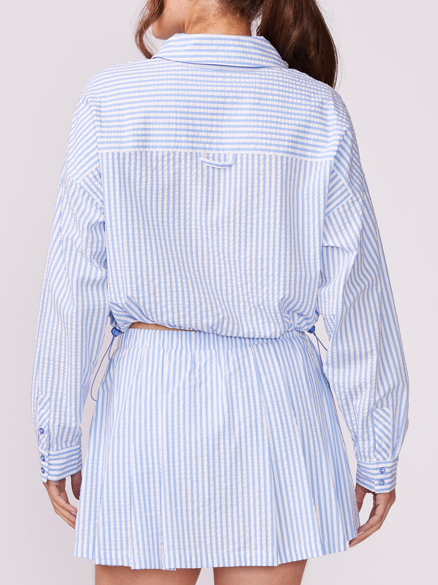 Crop Button Down - Mountain Bluebird