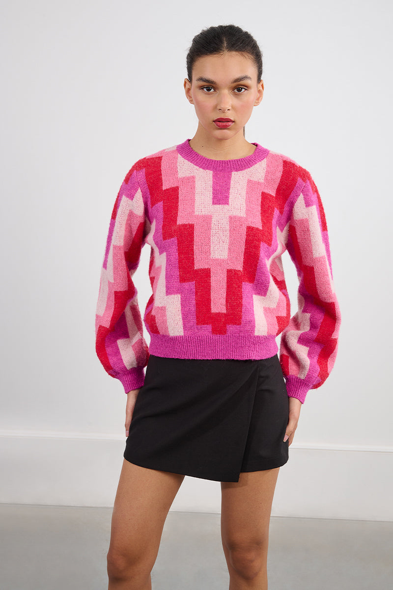 Graphic Sweater - Fuchsia