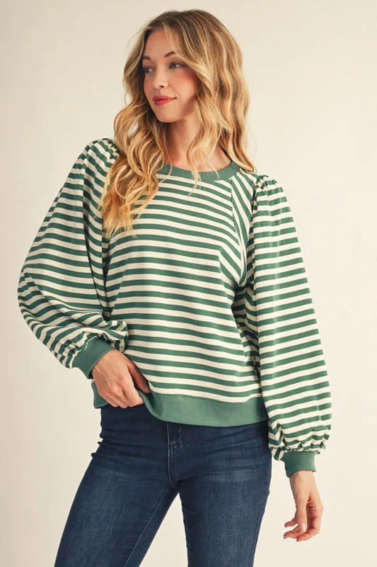 Hunter Green Striped Top