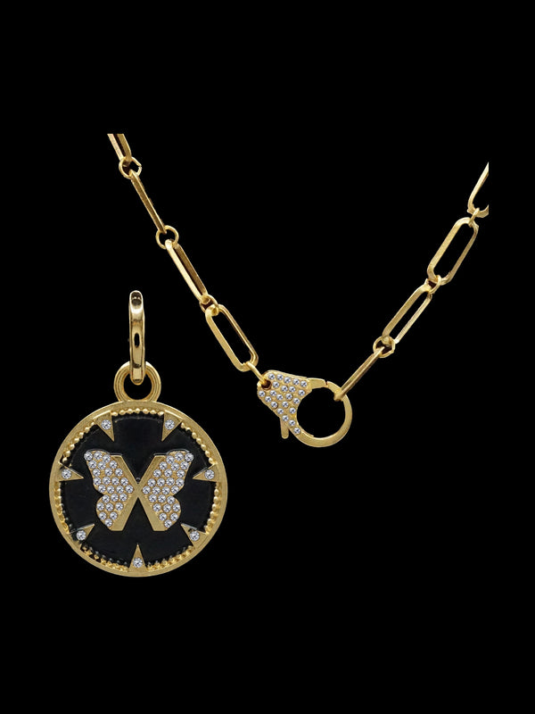 Gray Disc Butterfly Charm