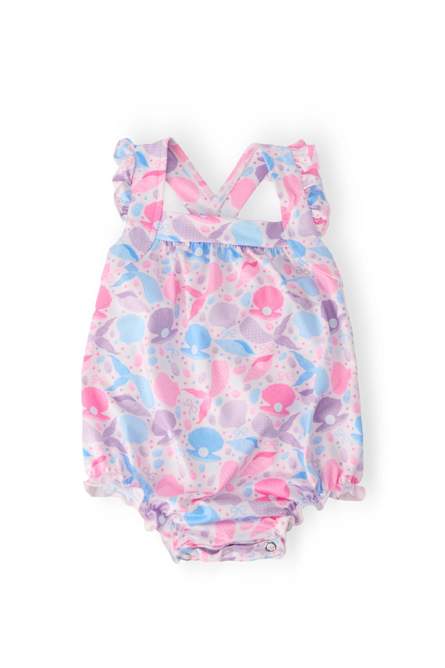 Mermaid Tails Ruffle Cross Back Romper